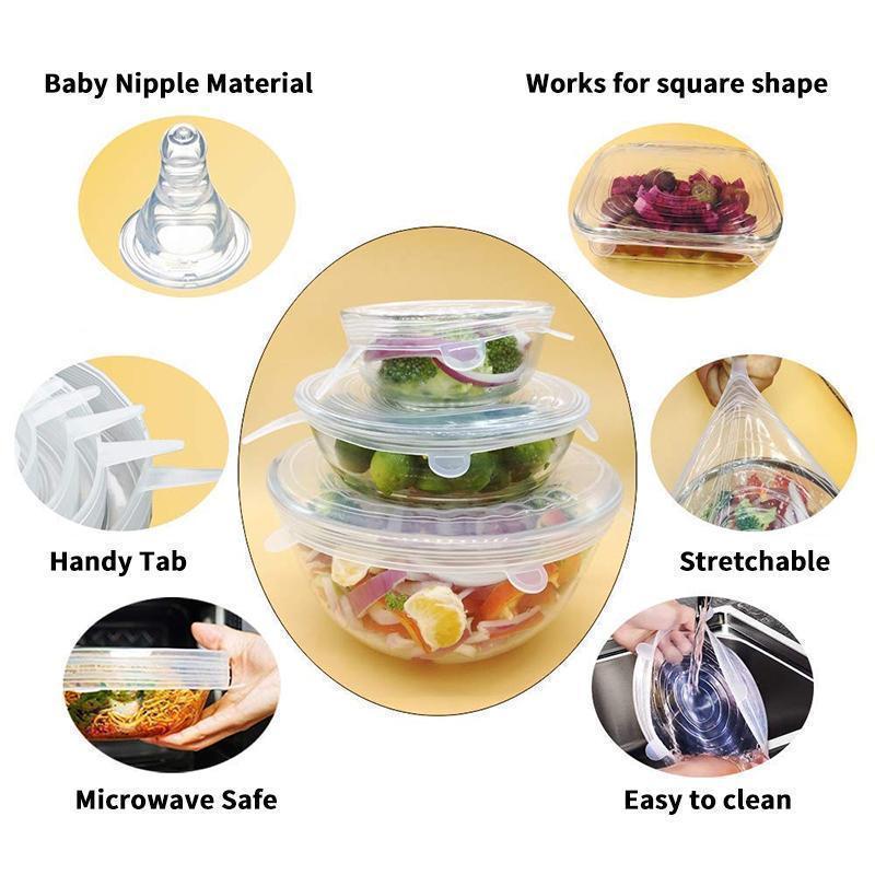 Stretchable Food Silicone Lid, 6 pieces/set Stretchable Food Silicone Lid, 6 pieces/set