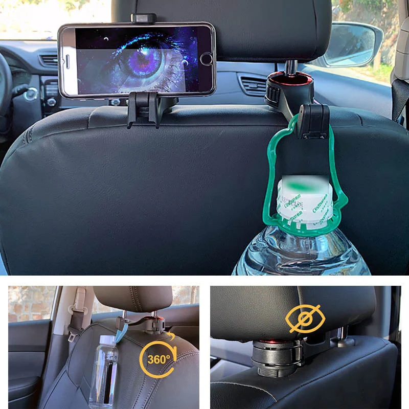 2 In 1 Car Seat Hooks For Purses And Bags With Phone Holder 2 In 1 Car Seat Hooks For Purses And Bags With Phone Holder