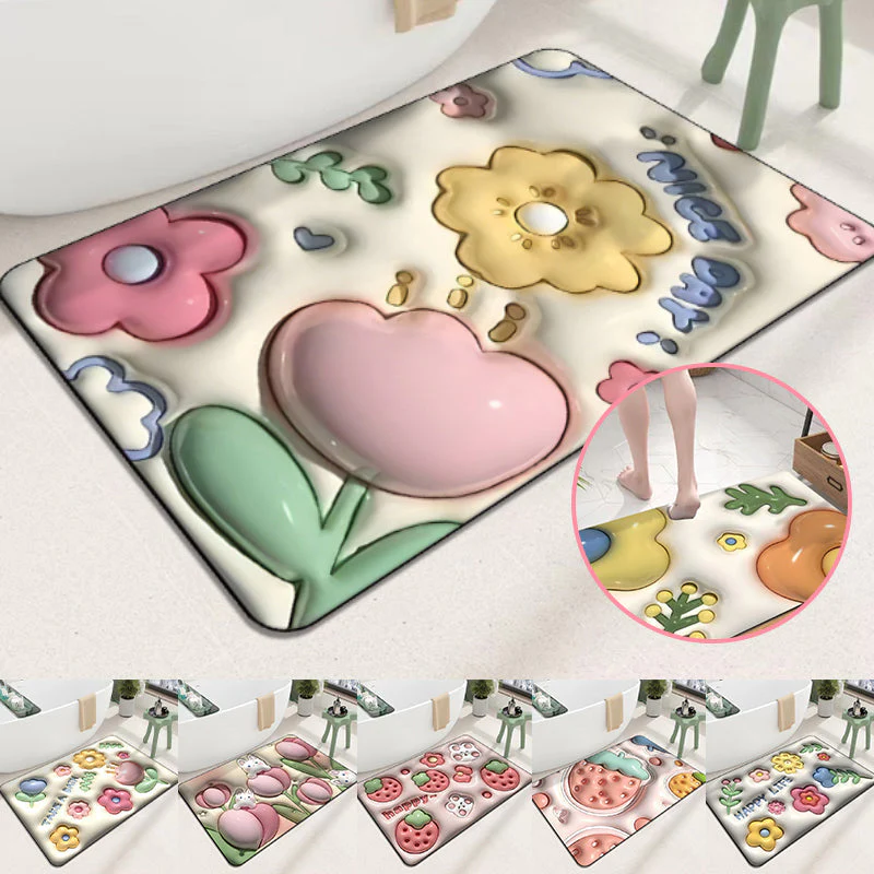 3D flower soft diatom mud absorbent floo...